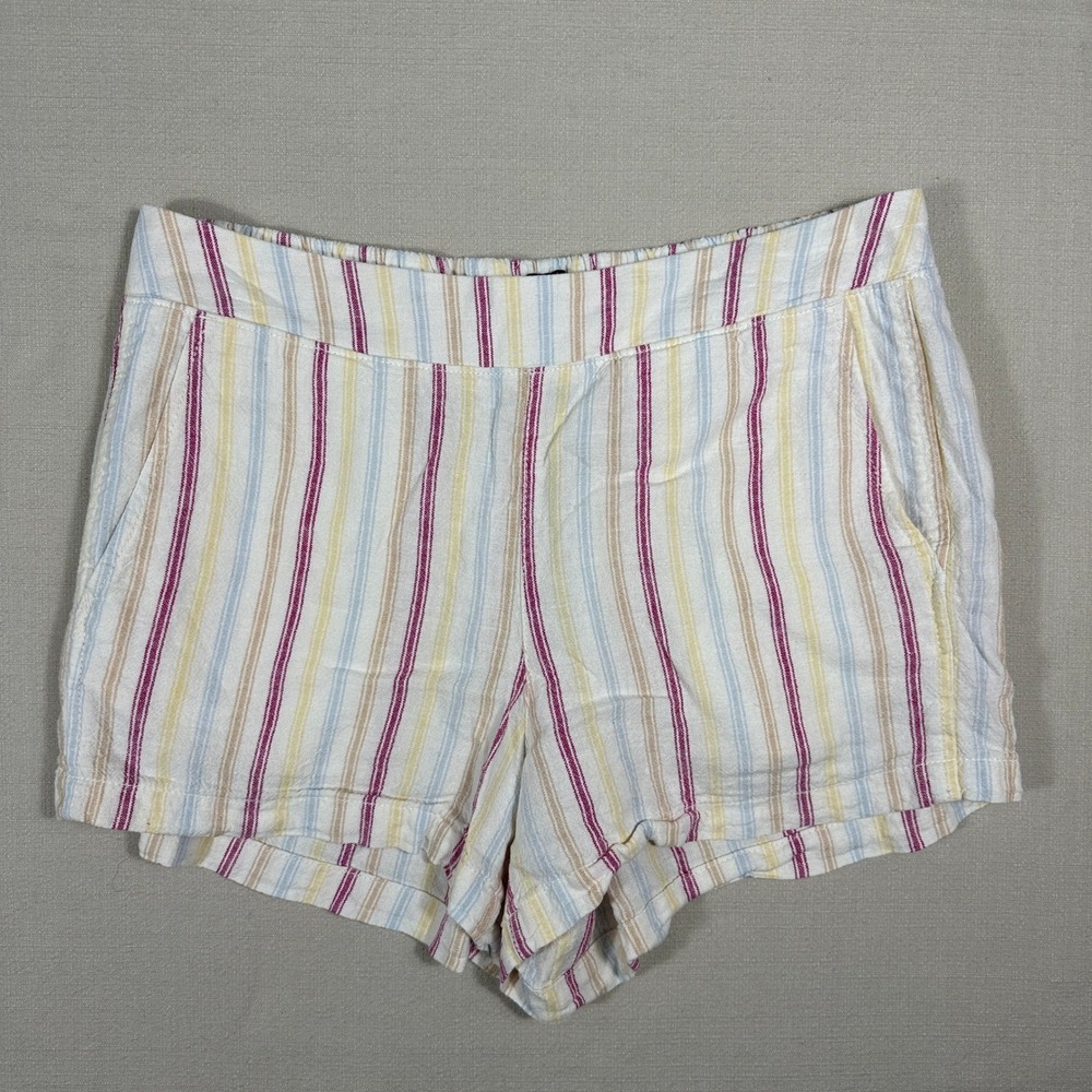 Gap Linen Blend Shorts Womens Large Multi-Color Excellent Striped Pull-On